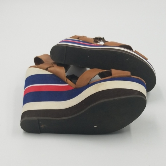 Steve Madden Striped Platform Wedge Leather Sandal - Picture 6 of 7